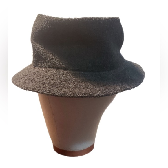 Vintage Classic HipHop Kangol Faded Black Terry Cloth look Bermuda Bucket Hat M - Picture 2 of 2